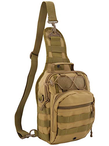 Gisdanchz Small Tactical Molle EDC Chest Bugout Bailout Gun Conceal Carry Sling Bag Fishing Military Survival Utility Mini Shooting Range Trekking Camping Hunting Backpack Waterproof Green