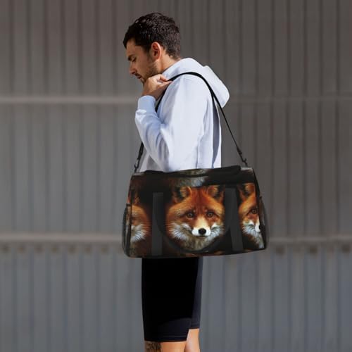 Sac de week-end imprimé FOX2 pour femmes noir taille unique