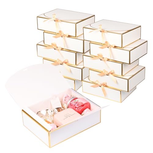 10 Pack Gold Foil Gift Boxes with Lids,...