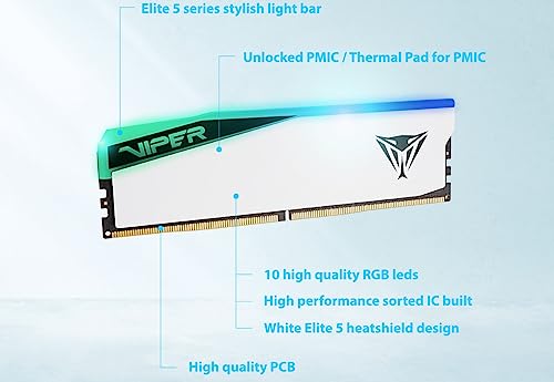 Image of Patriot Memory Viper Elite 5 RGB DDR5 6600MT /s CL36 Desktop Memory 32GB (2x16GB) Kit 1.4V (PVER532G66C36KW)