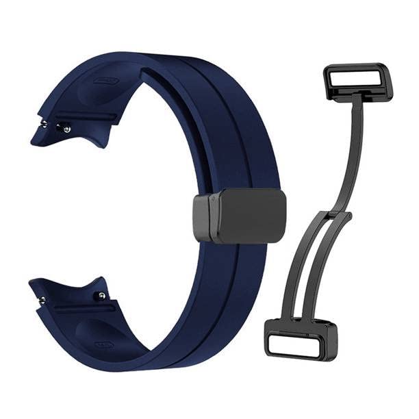 Image of Prolet Silicone Strap with Folding Magnetic Lock Compatible with Samsung Galaxy Watch 4, 40mm /42mm /44mm,Watch 5, 40mm /44mm Watch 5 pro,45mm, Watch 6, 40mm /43mm /44mm Soft Silicone strap (Blue)