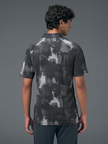 Image of TECHNOSPORT Mens Slim Fit All Over Print Half Sleeve Polo T-Shirt with UPF50+, Quick Dry for Regular Use