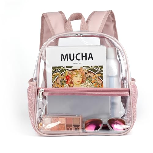 Image of Fomaris Clear Backpack Stadium Approved 12x6x12 - Clear Bag with Reinforced Straps, Durable PVC for Stadium Events, Sports, Festivals, Concerts, Games, Women - Rose Gold