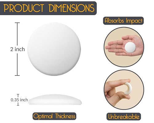 Image of ProStoppr Door Stoppers - Medium 2 inch (6 Pack) - Strong Adhesive Backing | Quiet & Shock Absorbing Silicone Door Stoppers for Walls - Door Knob Wall Protector - Door Stop Bumper - Prevent Wall Damage