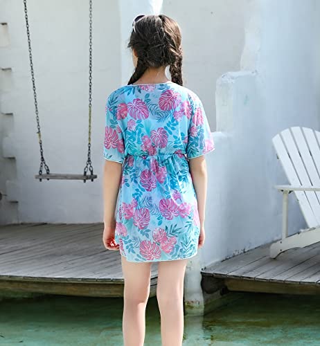 Swimsuit For Girls Size 5 6 Tropical Leaf Bikini Bathing Suit 3 Piece Hawaiian Swimwear Sets With Cover Up For Kids Daughter Granddaughter 5-6 Years #TOP3