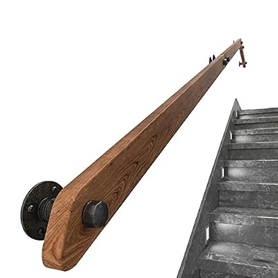 Rustic Wood Handrail with Wrought Iron Bracket Kit, Non-Slip Pine Safety Stair Banister Handrails, Home Kindergarten Guardrail Corridor Wall Support Rod Indoor Loft Elderly Railing ( Size : 8ft/240cm