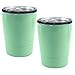 DUOLE, 2 mini mini thermos da viaggio per bambini e adulti, doppia parete isolata sotto vuoto in acciaio inox menta-verde menta, per bevande calde e fredde, 230 ml