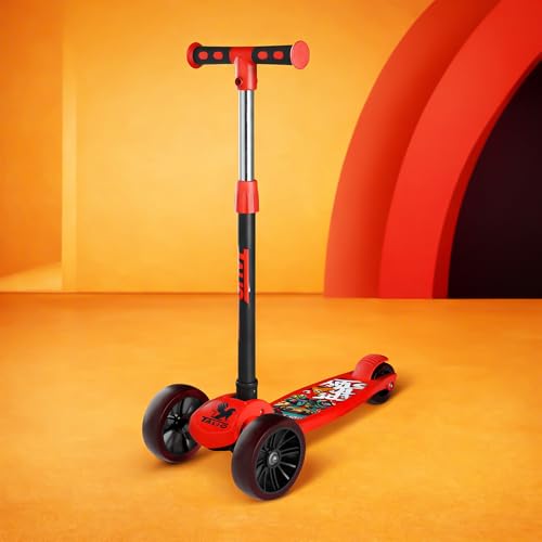 Image of TALIO Kids Kick Scooter for 2-5 Years Boys Girls, Foldable 3 Wheels Kids Scooter with 4-Adjustable Heights, Skate Scooter Capacity 30kg, BIS Certified (Red & Black) (GK-101 /02)