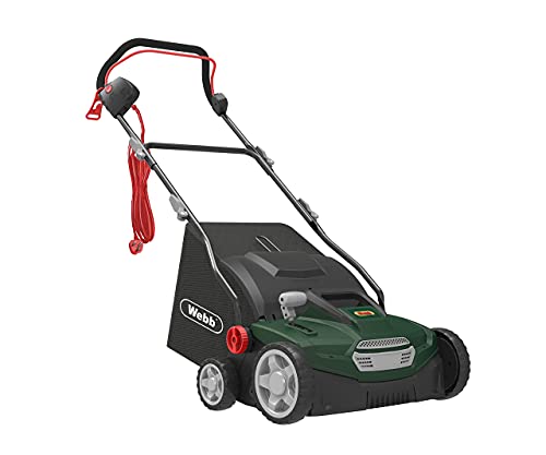 Webb 2-in-1 1500W Electric Lawn Aerator Scarifier Lawn Rake, 36cm Width, Large 45L Collection, 5 Working Depths, 10m Cable - 3 Year Warranty 1 Webb 2-in-1 1500W Electric Lawn Aerator Scarifier Lawn Rake, 36cm Width, Large 45L Collection, 5 Working Depths, 10m Cable - 3 Year Warranty