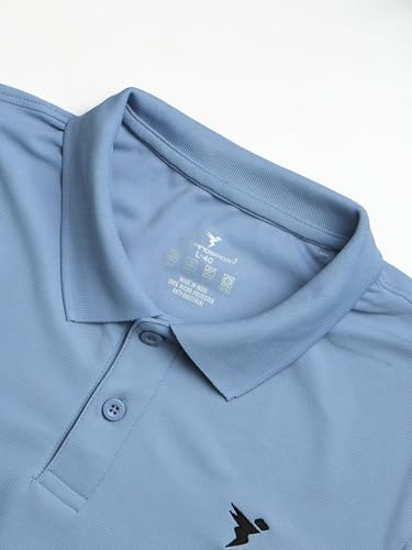 Image of TECHNOSPORT Men's Solid Slim Fit Polo Collar T-Shirt MATPIQ Half Sleeve Button Polyester for Gym Running Workout UPF50+ Anti Odour