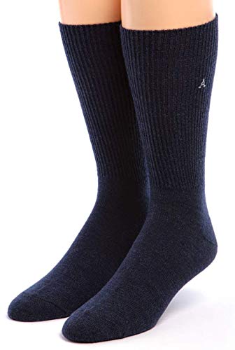 WARRIOR ALPACA SOCKS | Premium Baby Alpaca Wool Dress Socks | Unisex (Large, Navy)