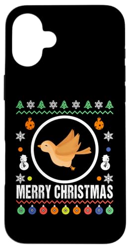 メリークリスマス 鳥 アグリーセーター クリスマスニット スマホケース iPhone 16 Plus 用