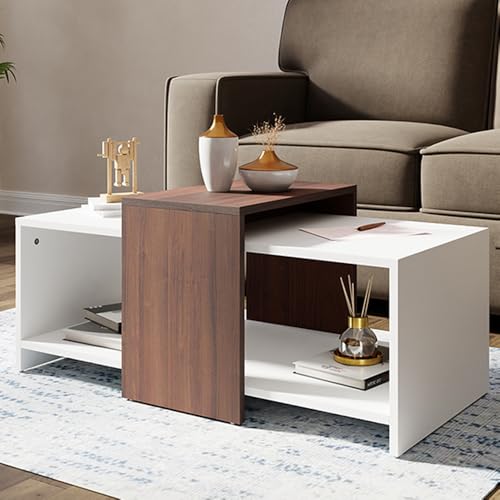 Image of Royaloak Ivan Coffee Table | Engineered Wood | Melamine Finish | Bottom Shelf | Dual Color | Modern Design | Wooden Coffee Table