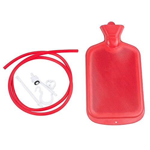 Rubber Enema Bag Kit,Fencia Colon Cleanse Enema Bag for Colon Cleansing Reusable Colonic Kit with Silicone Hose 2000ML/0.43bal Non-Toxic Coffee, Shower & Home Adult Enema Kit by Immunaturals,Red