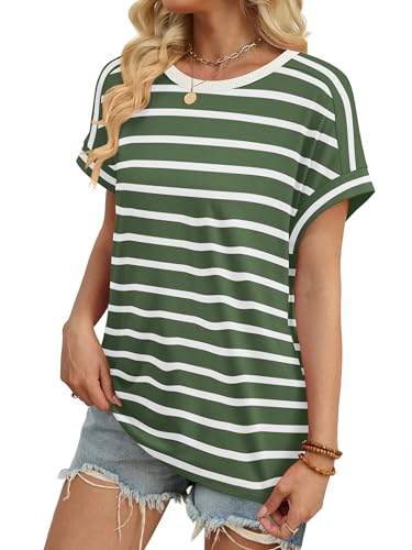 Image of WIHOLL Womens Tops Short Sleeve Shirts Summer Outfits 2026 Spring Dressy Casual Clothes Clothing