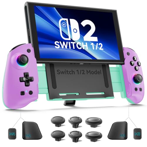 Image of OIVO VGA DESIGN Switch Controller Handheld for 1 /2 /OLED, Ergonomic Grip Stretch Joypad for SW Console, Wireless Controller with TMR Joysticks, RGB Lighting, Turbo, 4 Macros & Card Slot
