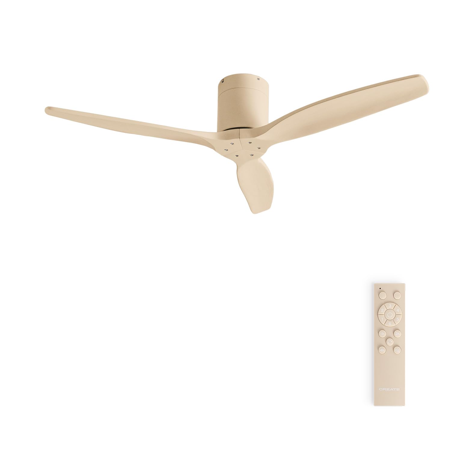 CREATE / WINDCALM M/Ventilateur de plafond ABS couleur sable avec télécommande / 40W, Silencieux, Ø132 cm, 6 vitesses, minuterie, fonction été-hiver