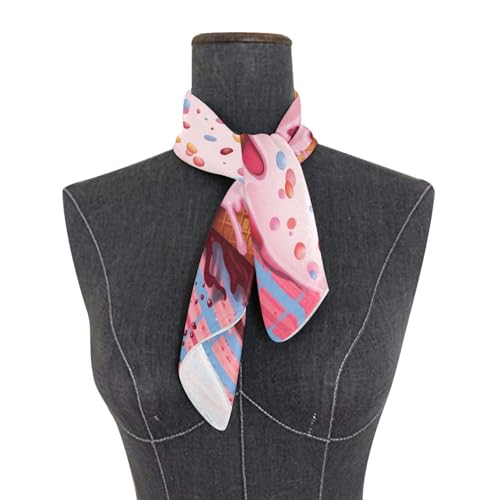 Ice Cream Silk Like Head Scarf for Women,Soft Fashion Neck Scarf Square Satin Head Scarf 23.6 Inches3