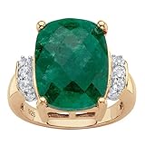PalmBeach Jewelry Gold-Plated or Sterling Silver Emerald Cut Genuine Gemstone and Round Genuine Tanzanite Cocktail Ring Size 10
