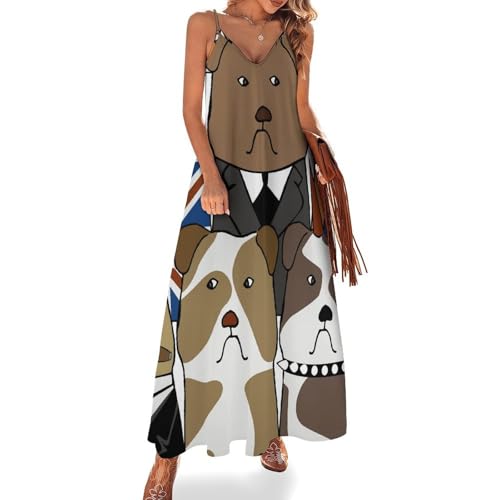 Robe maxi pour voyages et plage à motif chiens de dessin animé été sans manches