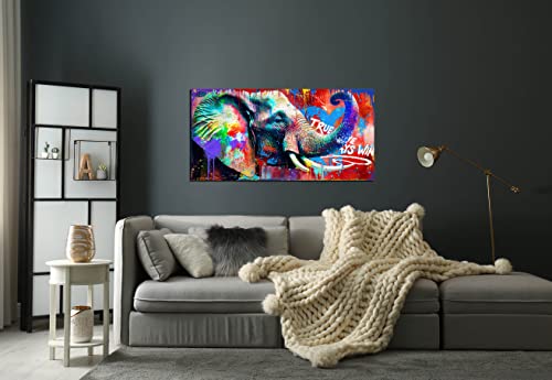 Jkwall77 Animal Abstract Wall-Art Bedroom Decor For Teen Boys - Banksy Elephant Wall Art - Graffiti Wall Art Ready To Hang Size 40" X 20" #TOP3