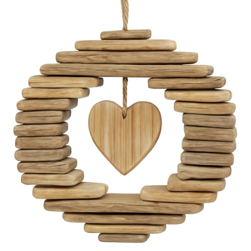khevga Decorazione da appendere a forma di cuore in legno in stile rustico, decorazione in legno, ghirlanda per porta d'ingresso, finestra rustica, decorazione da appendere per soggiorno e corridoio