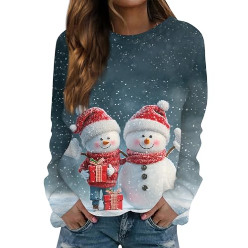 Genérico Camisetas Navideñas Familia Navidad Brillo Barata Barato Camisetas Chollos Ultima Hora Ofertas Flash Camisetas Navidad Mujer Navideño Elegante Hortera Largo Ofertas para Navidad Jumper M