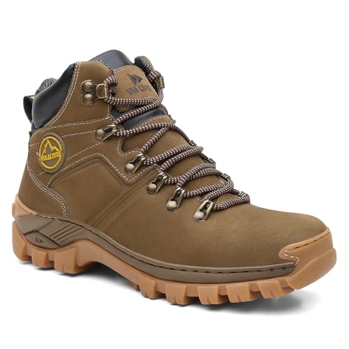 Bota Masculina Coturno Em Couro (40, Bege)