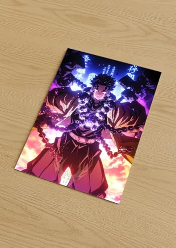 Image of NIJUKA Anime Printed A4 Size Metal sheet Poster For Home And Room Decoration | For Anime Art Fans Boys And Girls (Gyomei Himejima Hashira)