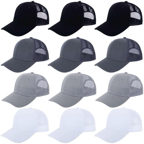 Image of ZH 12 Pack Mesh Trucker Hats, Bulk Baseball Caps for Men and Women, Trucker Cap Wholesale