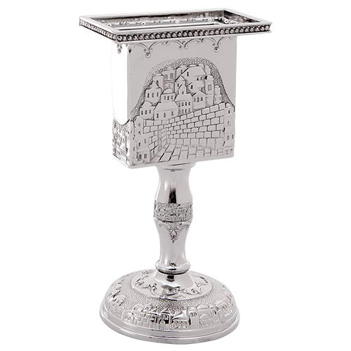 MASORET Nickel Havdalah Candle Holder 5.6 Inches Octagon Havdalah Candle Holder Elegant Jewish Hanukkah Candleholder Stand