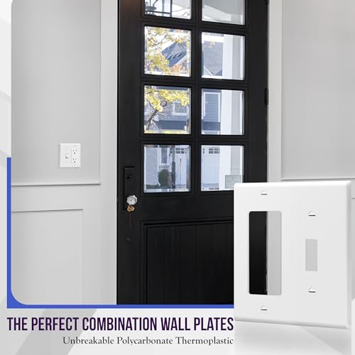 Image of ENERLITES Combination Toggle Light Switch /Decorator Light Switch Plate, Double Switch Wall Plate, Standard Size 2-Gang 4.50 inch x 4.57 inch, Polycarbonate Thermoplastic, 881131-W-2PCS, White (Pack of 2)