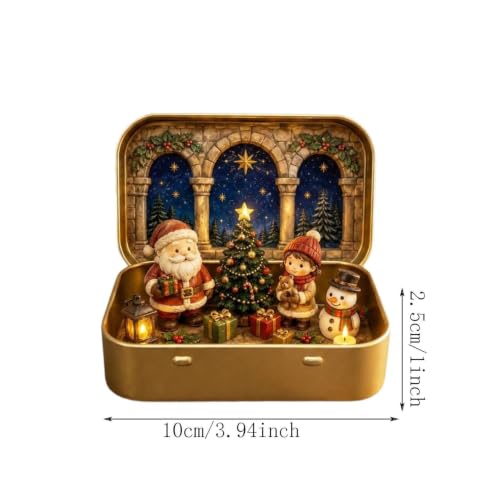 Christmas Mini Figurines Set in A Tin Box Tabletop Christmas Ornament - image 3