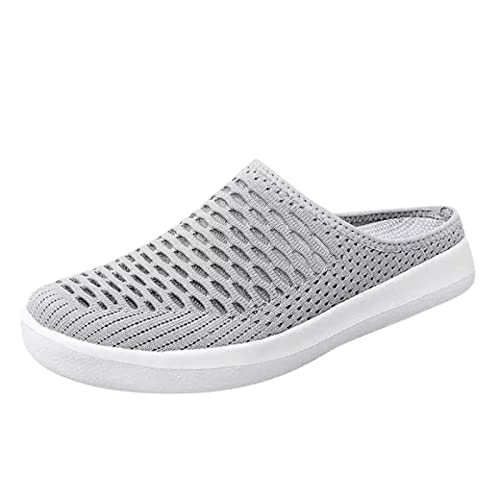 Zapatos Transpirables con Cordones para Mujer Zapatos Informales Zapatos de Trabajo de Malla Ligera Unisex Zapatillas de Trabajo Deportivas Transpirables Antideslizantes (Grey 37)