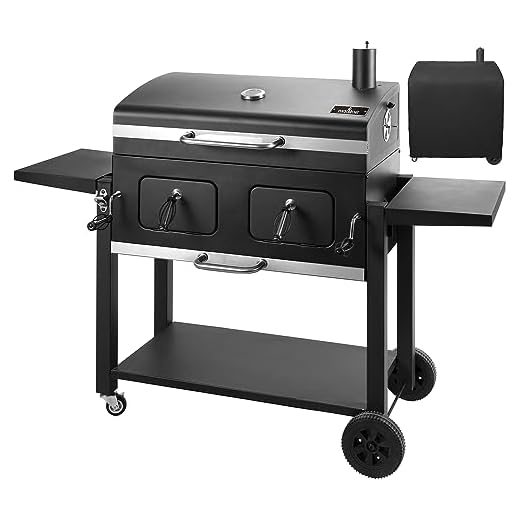 Charcoal Grill Outdoor BBQ Grill, Extra Large Cooking Area 794 Square Inches with Two Individual & Adjustable Charcoal Tray, Foldable Side Tables for Outdoor Cooking Backyard Camping Picnics By DNKMOR
