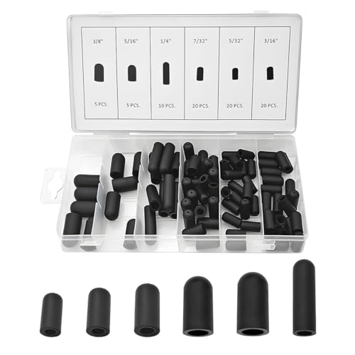 Osilly Juego de 80 tapones de vacío de coche, 6 tamaños surtidos, tapas de extremo de manguera, juego surtido para carburador, colector, automoción, 3/16 pulgadas, 5/16 pulgadas, 7/32 pulgadas, 1/4
