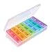 Opret Pilulier Semainier Français 7 Jours 21 Compartiments 3 Fois Multicolores Pilulier Hebdomadaire Boîte à Medicaments