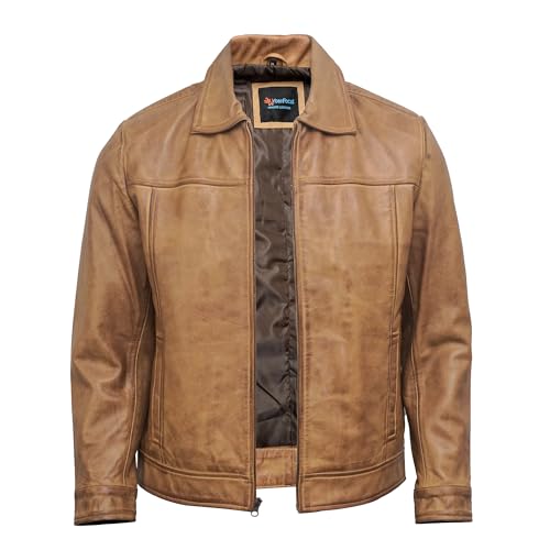 Vintage Leather Jacket Mens - Real Lambskin Classic Turn Down Collar Leather Jackets For Men2