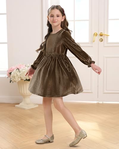 Stelle Girls Velvet Dress with Pockets, Golden Brown, 5-15 years. 14.49 + 50% Off Code DQOW9PFM - image 2