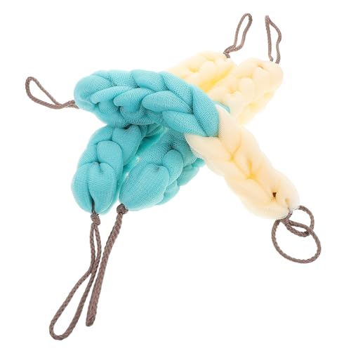 Sewroro Toalla Exfoliante Espalda 3 Piezas Esponja Corporal Larga de Malla Trenzada Colores Azul y Beige Cepillo Exfoliante PE para Ducha y Baño Limpieza Profunda y Uso para