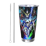 機動戦士ガンダム 車載用 マグカップ コーヒーカップ 600ml保温保冷カップ ストローと蓋付き 大容量 持ち運びに便利 そのまま飲める 可愛くておしゃれ アウトドア 釣り キャンプなどにも最適 Straw Two-piece Set