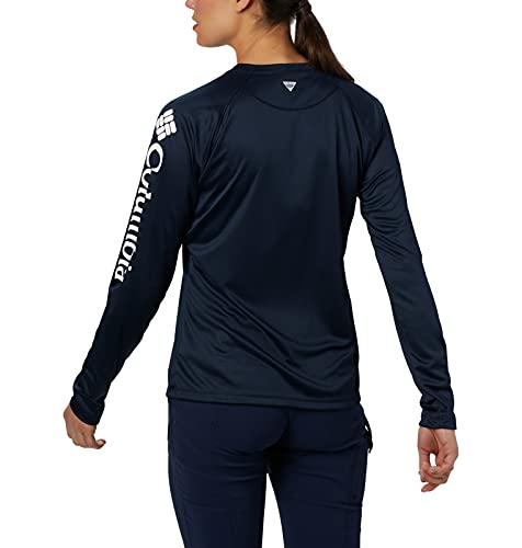 Columbia Pfg Women’s Tidal Tee Ii Long Sleeve Shirt, Breathable, Quick Drying, Collegiate Navy/White Logo, Xx-Large #TOP4