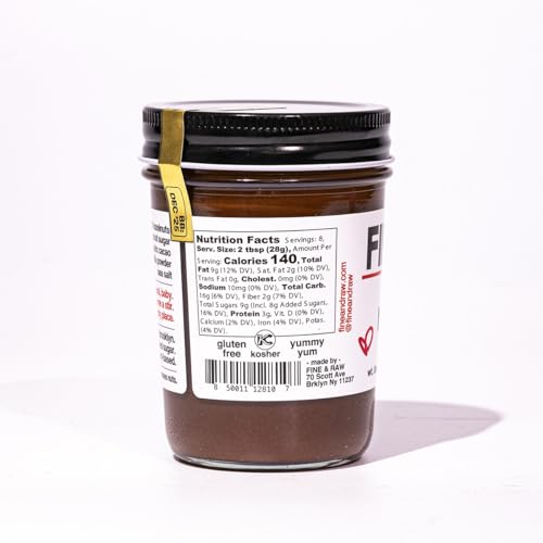 Fine & Raw Chocolate Hazelnut Butter Spread 8 Ounce – Clean Ingredients, Vegan, and Organic Chocolate Hazelnut Spread, Healthy Chocolate Hazelnut Spread (Chocolate Hazelnut)