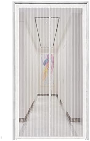 innotree Upgraded Magnetic Fly Screen Door with 32 Magnets Heavy Duty Mesh Curtain, Fits Doors Up to 38"x82", Dogs Pets Friendly Door Fly Screen, White