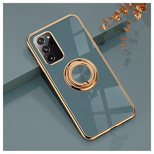 Jacyren Fodral för Samsung Galaxy Note 20 Ultra mobilskal, Note20 Ultra skyddsfodral ultratunn TPU silikonfodral magnetiskt bilhållare med 360° fingerhållare skal Galaxy Note 20 Ultra, grå