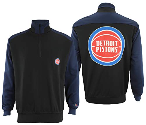 FISLL NBA Men's Colorblock 3/4 Zip Pullover Sweatshirt, Detriot Pistons XX-Large