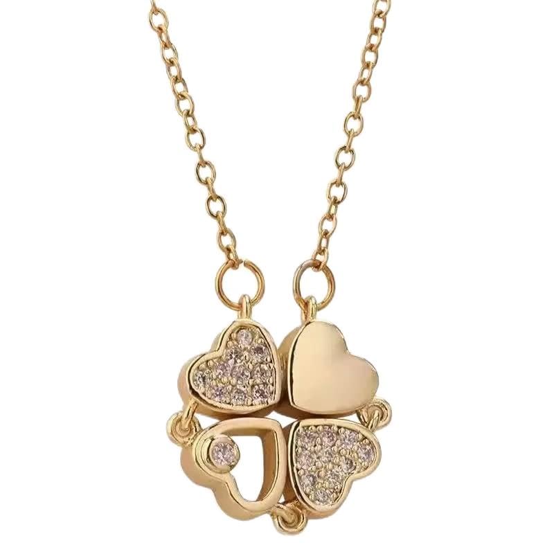 Pendant For Women Girls Ladies girlfriend Wife Jewellery Multi Heart Necklace 4 Magnetic Rose Gold fashion set love Diamond magnet Western Pendants chain Valentine gifts Birthday propose -348-image-43