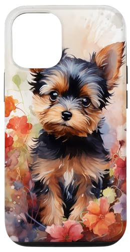 Floral Yorkie Puppy Yorkshire Terrier Watercolor Case for iPhone 12/12 Pro