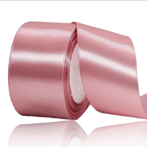 Geschenkband Roségold 50 mm Breit,23 Meter Satinbänder Rose Rosa Stoff Schleifenband Kunsthandwerk,Hochzeitsdekoration, Weihnachten, Haarbögen, Blumensträuße, Geburtstag und Geschenkverpackung