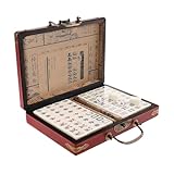 Générique Mahjong de Style Antique, Version Anglaise, pour Les Voyages, avec Un Manuel d'instructions au Style Ancien, idéal pour Les fêtes et Les réunions. (Red, 2.2x1.5x1.1cm)
